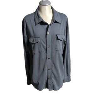 Laguna Shirt Jacket Shacket Mens L Button Up Pockets Gray Collared Long Sleeve